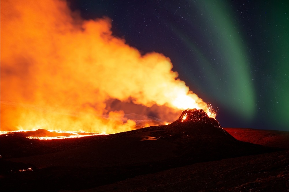 Northern Lights and Volcano